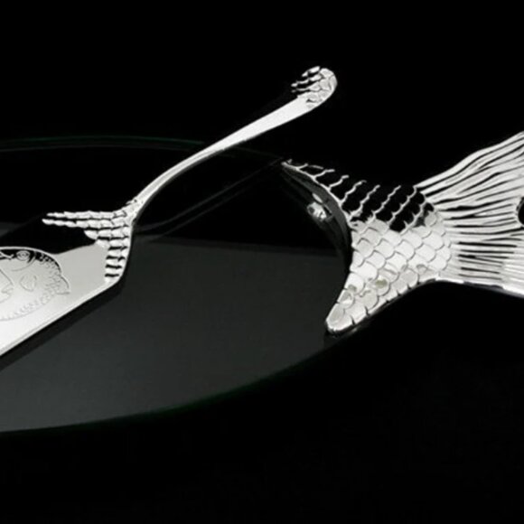 Salmon silver plated and glass tray - Never used - Picture 3 of 6